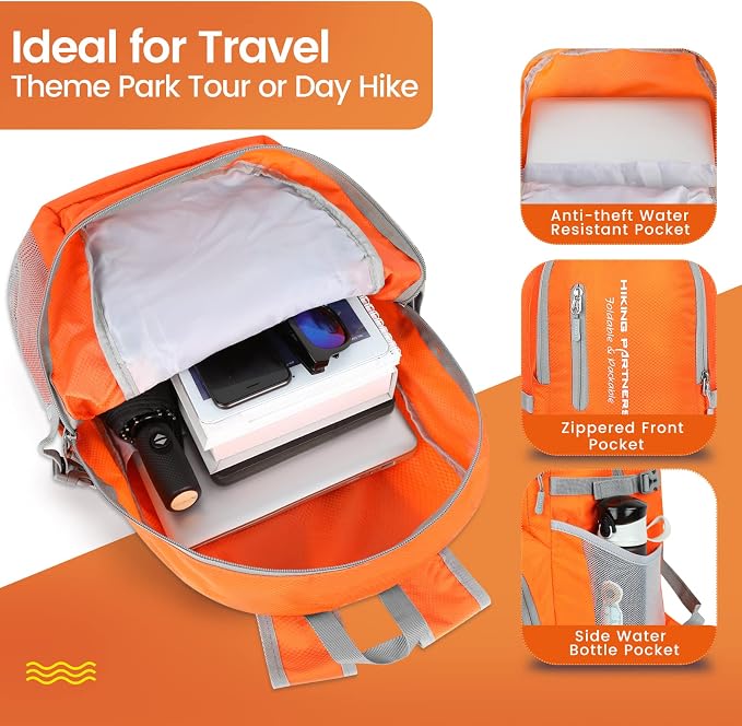 ZOMAKE Lightweight Packable Backpack, 35L Light Foldable Hiking Backpacks Water - Image 3