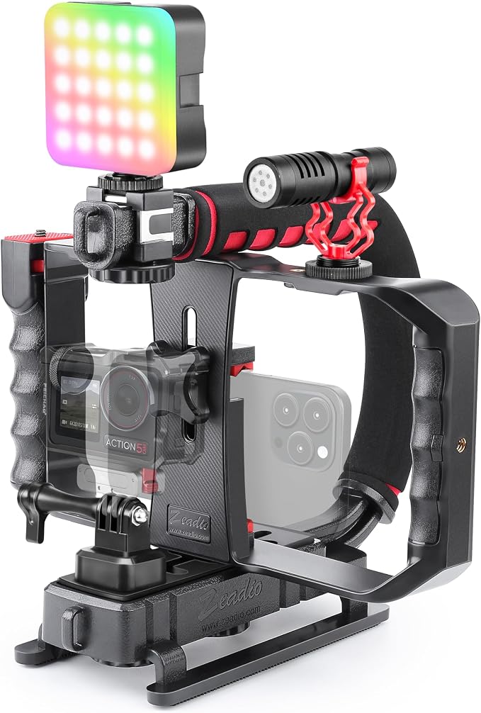 Zeadio All-in-One Smartphone Camera Stabilizer Kit, Portable Handheld Video Rig by Zeadio