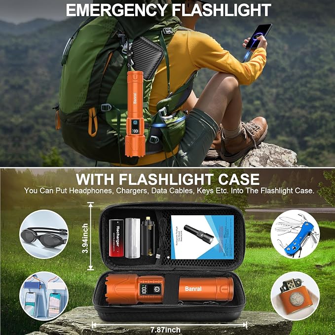 Rechargeable Tactical Flashlights 2000 High Lumens - 5000mAh Super Bright LED - Image 9