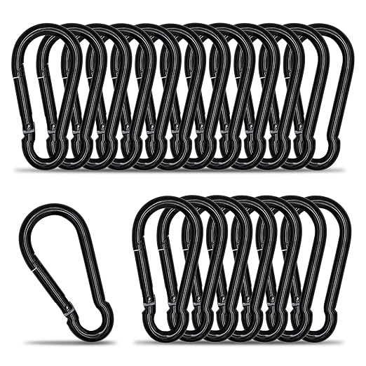Carabiner Clip Hook, 3.54 inch 20 pcs Black Heavy Duty Spring Snap Hook Key by KINLINK