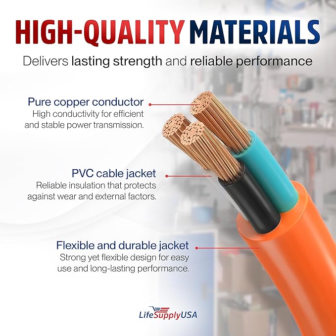 75ft Outdoor/Indoor Extension Cord 12/3 Gauge Extra Heavy Duty 3 Prong SJTW - Image 4