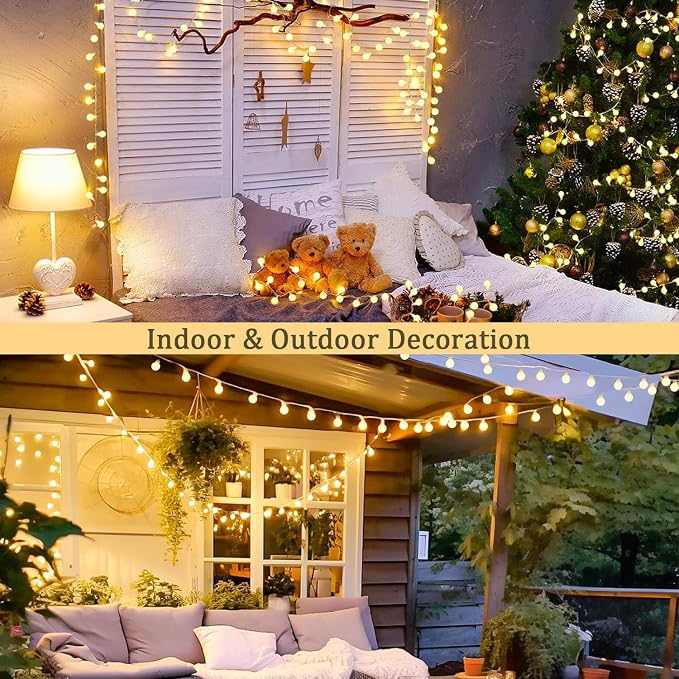 JMEXSUSS 100 LED Connectable Globe String Lights Indoor Bedroom, 33ft Warm - Image 7