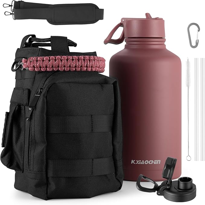 KXIAOCHEN Insulated Water Bottle, Stainless Steel Water Bottle, 2 Lids by KXIAOCHEN