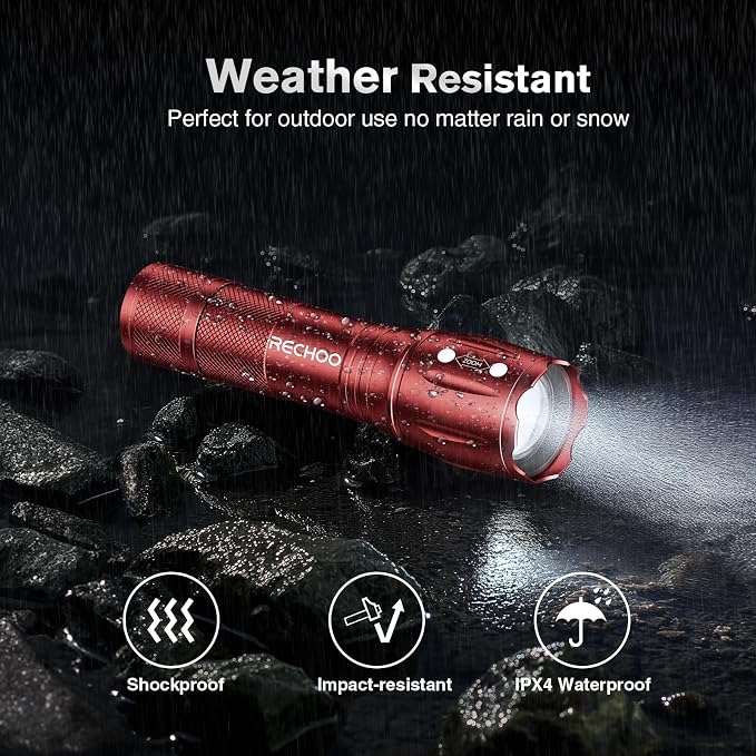 RECHOO LED Flashlight 2 Pack Red, Tactical Flashlights High Lumens - Image 4