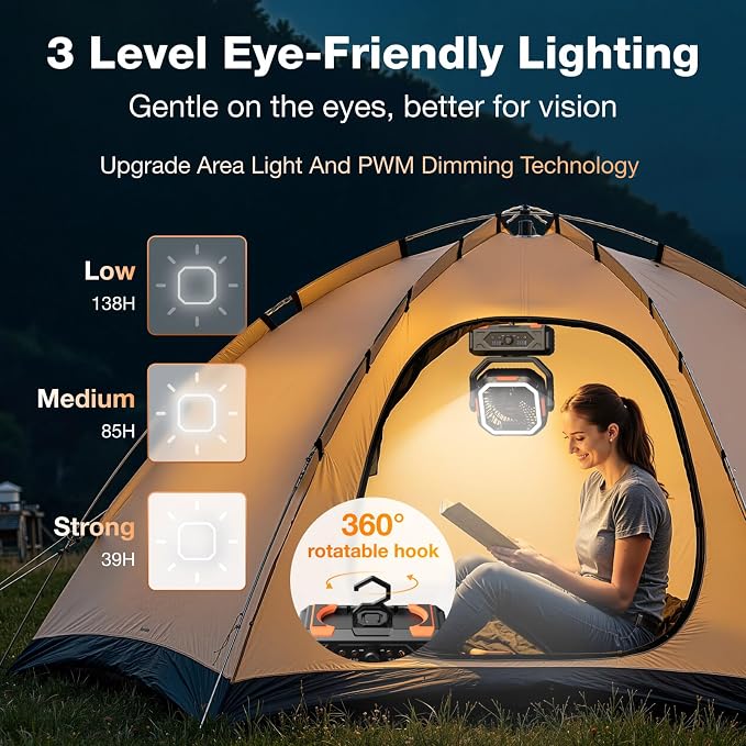 OGERY Camping Fan, Portable Fan Rechargeable - Image 8