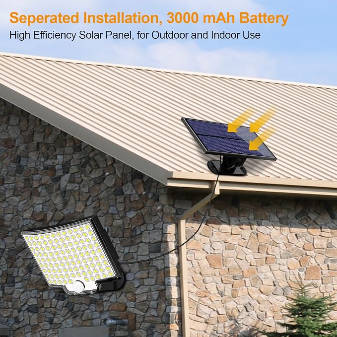 Solar Lights Outdoor, 106 LED 3000LM Solar Powered Motion Sensor Flood Lights - Image 2