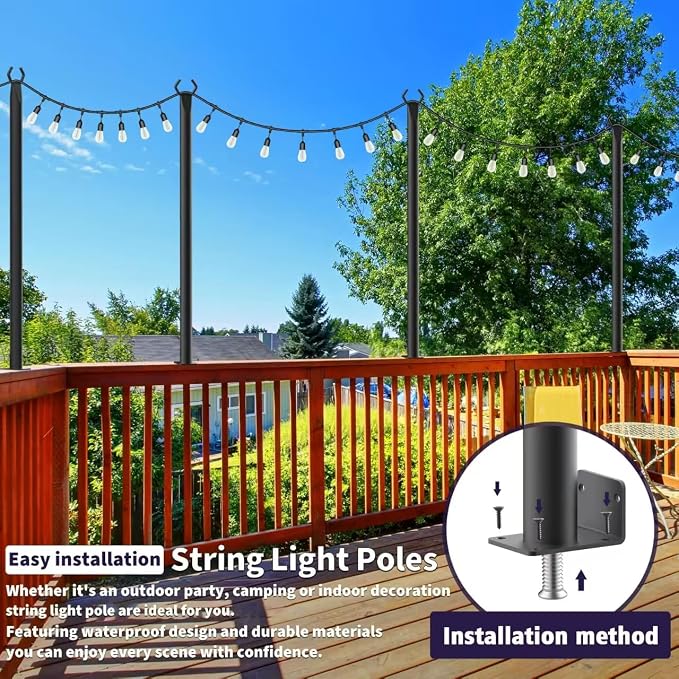 AHRLHR 5 Ft String Light Poles 2 Pack, String Light Poles - Image 2