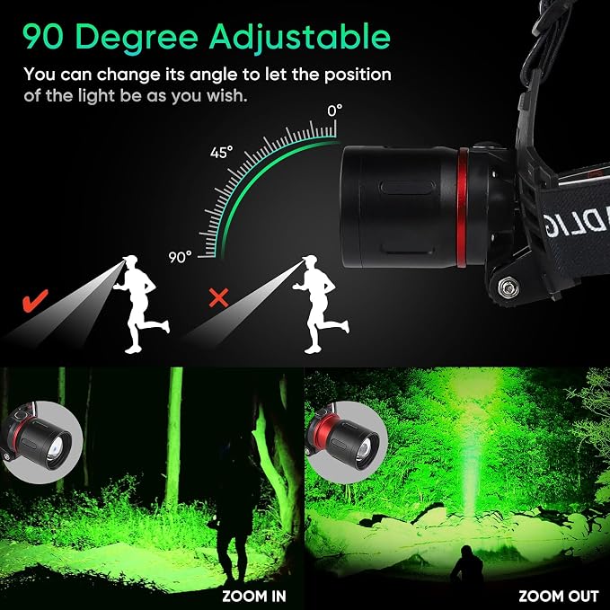 WINDFIRE Green Light Headlamp Rechargeable Green Light Headlight - Image 4