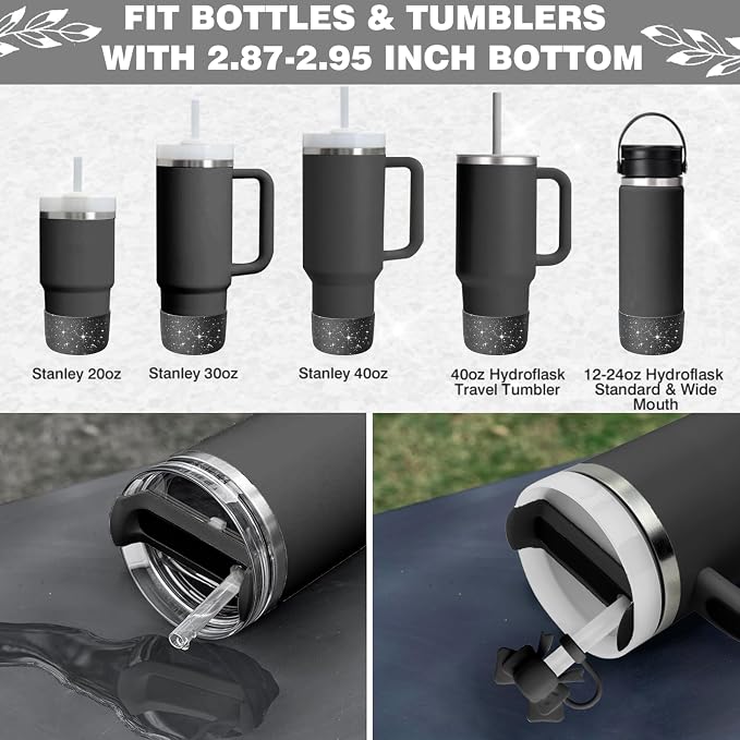 9PCS Black for Stanley Cup Accessories Set Bling Initials Bow Charms for - Image 4
