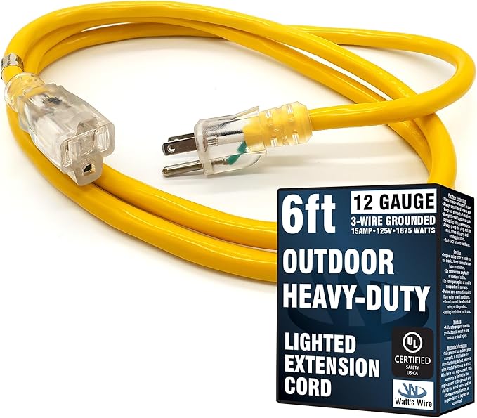 6 ft Short Outdoor Extension Cord Waterproof by WattsWire