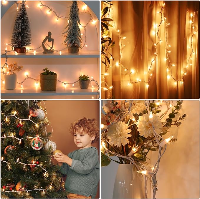 Meteds Christmas Lights 2Pack 100 Count Clear Mini Lights White Wire - Image 5