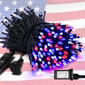 JMEXSUSS 200 LED 66ft Red White and Blue Lights Outdoor, Expandable Waterproof by JMEXSUSS
