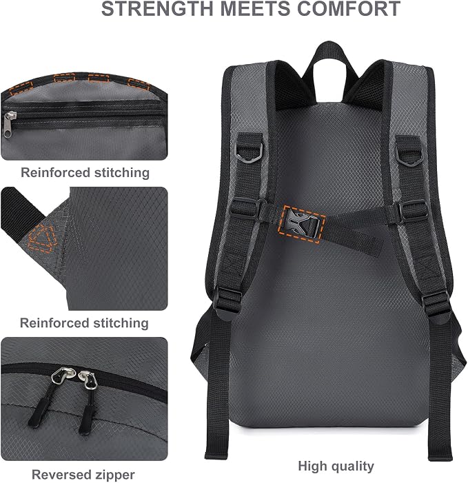Lightweight Hiking Backpack 30L Packable Foldable Daypack Collapsible Travel - Image 9