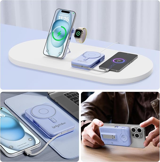 Magnetic Portable Charger Built-in Cables, 10000mAh Fast Charging Wireless - Image 9