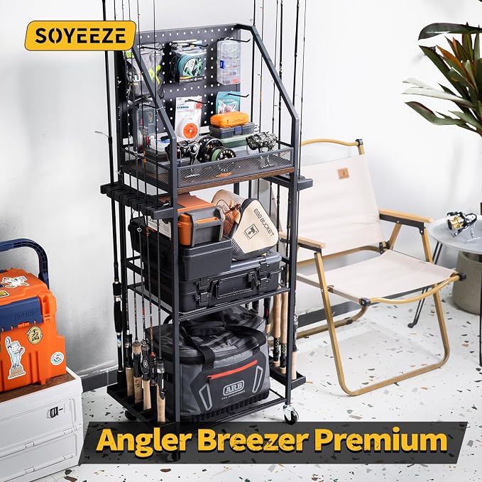 SOYEEZE Fishing Rod Holders for Garage, 3-Tier Fishing Pole Rack - Image 8