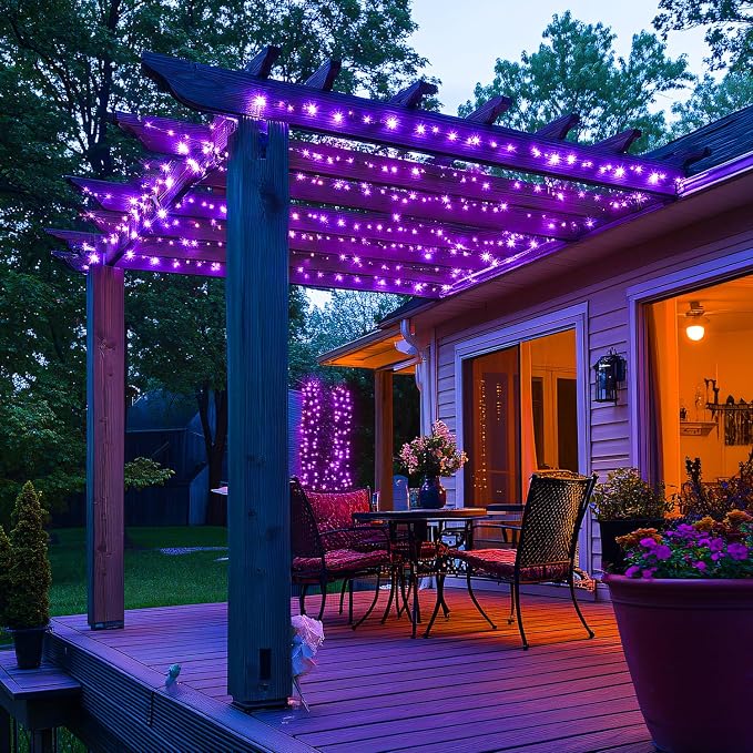 JMEXSUSS 400 LED Purple Christmas Lights Indoor Outdoor, 132 ft String Lights - Image 3