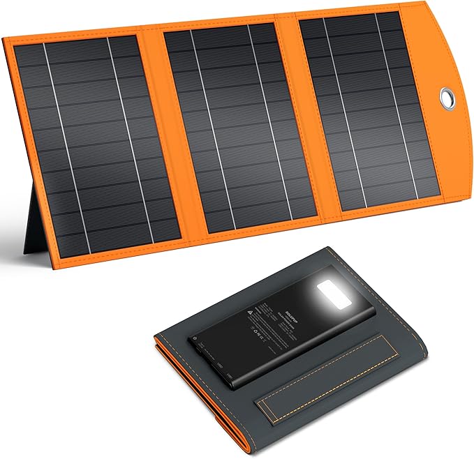 SOLUPUP 10000mah Solar Charger Power Bank, 30W Foldable Portable Solar Panel by SOLUPUP