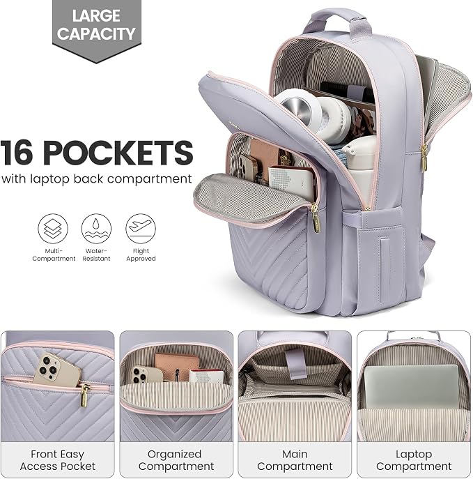 LOVEVOOK Laptop Backpack for Women 15.6 inch, Cute Travel Carry on Backpack - Image 2