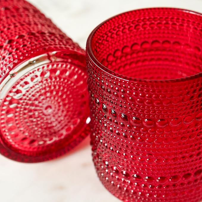 Kate Aspen Retro Arch Floral Red Drinking Glasses Set of 6, 10 oz Vintage - Image 10