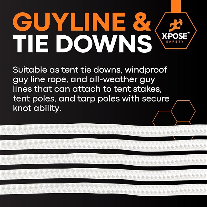 Line Nylon Cord - 100 Ft White Reflective Guyline - Camping Rope - Image 6