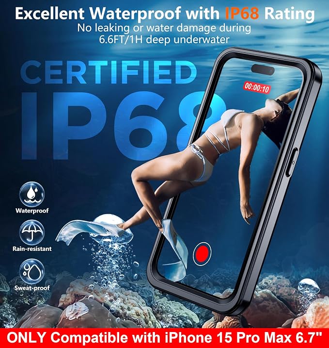 SPIDERCASE ONLY Designed for iPhone 15 Pro Max Waterproof, 12FT Military - Image 4