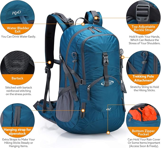 G4Free 45L Hiking Travel Backpack Waterproof - Image 3