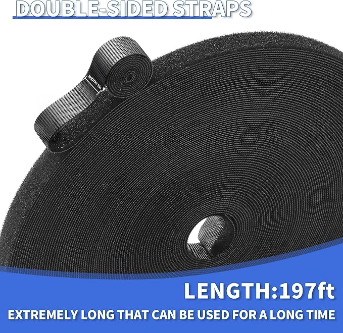 1/2In x 197Ft Reusable Cable Ties Hook and Loop Roll | Tie Down Straps - Image 2