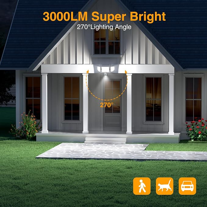 Onforu Solar Lights Outdoor, 3 Heads Security Lights - Image 2