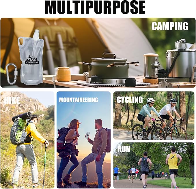 5-Pack 1L Hiking Collapsible Water Bottles - Image 5