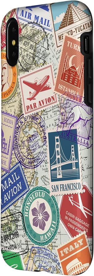 World Map Travel Passport Stamps Postage Stamp Case - Image 2