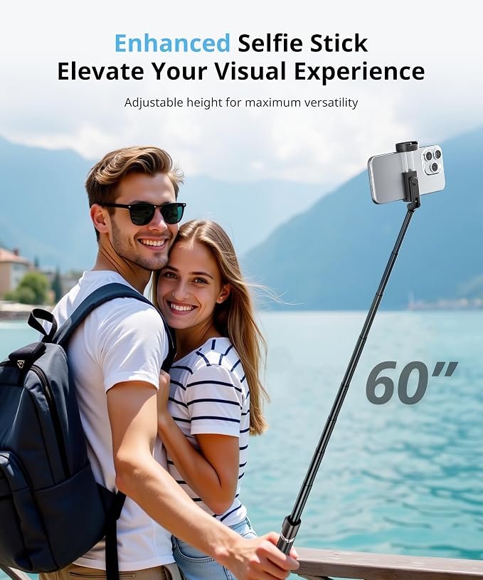 Selfie Stick Travel Tripod for iPhone Wireless Remote for Selfies, Extendable - Image 2
