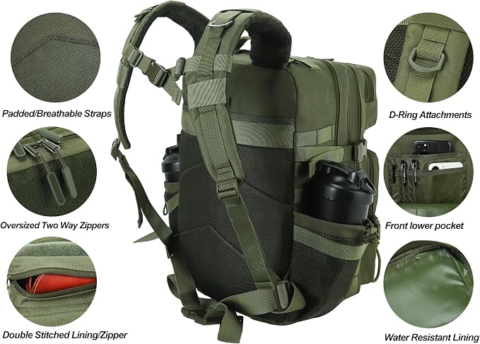 LHI Military Tactical Backpack for Men and Women 45L Army 3 Days Assault Pack - Image 4