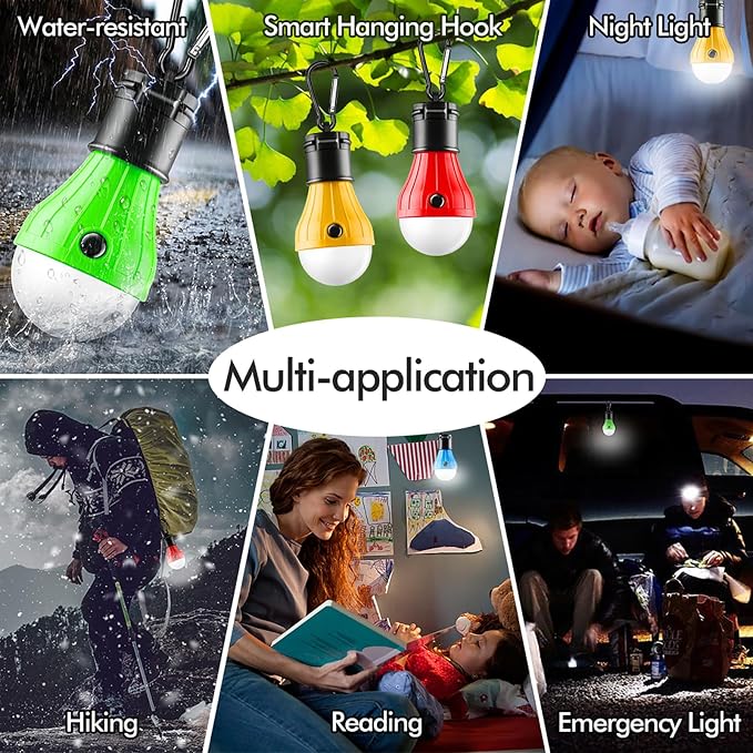 FLY2SKY Tent Lamp 5 Packs Portable Tent Light Clip Hook Hurricane Emergency - Image 4