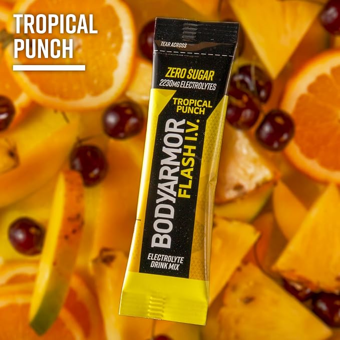 BODYARMOR Flash I.V. Electrolyte Packets, Tropical Punch, Zero Sugar Drink Mix - Image 6