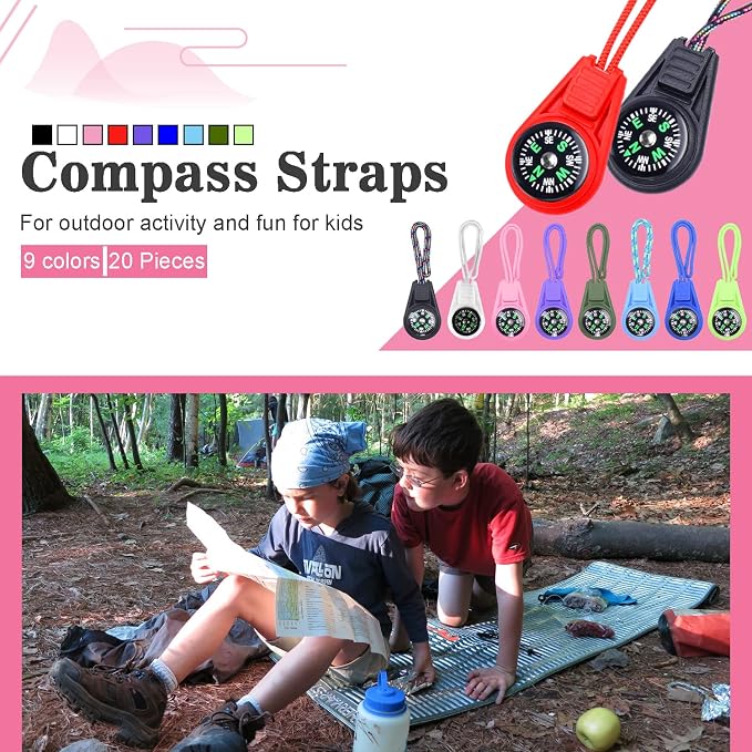 Mini Compass for Kids Compass Keychain，Button Compass Bulk kit，Paracord Hiking - Image 2