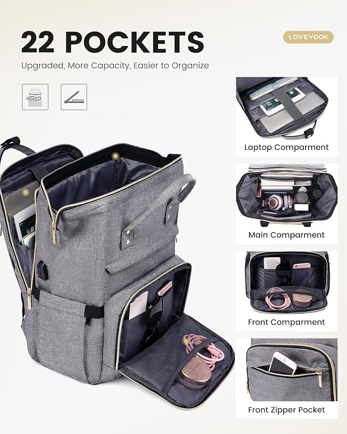 LOVEVOOK Laptop Backpack for Women, 15.6 Inch Travel Backpack - Image 3