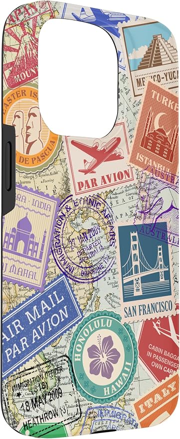 World Map Travel Passport Stamps Postage Stamp Case - Image 3