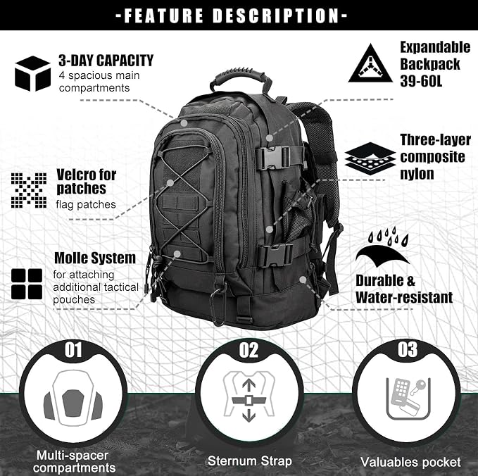 Miramrax Tactical Backpack Military Army Daypack - Image 4