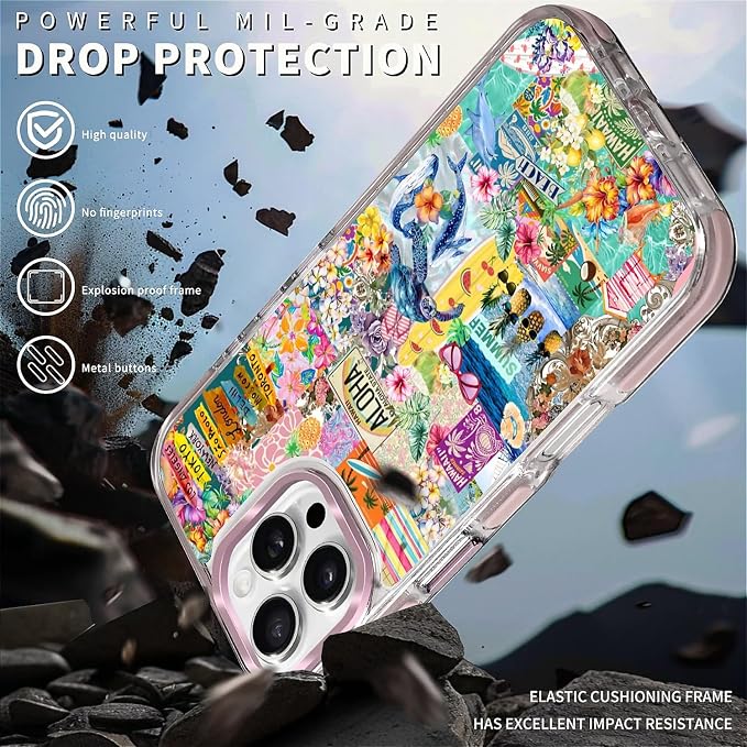 Case for iPhone 16 Pro, Hawaii Aloha Cover Coastal Beach Collage Phone Case - Image 5