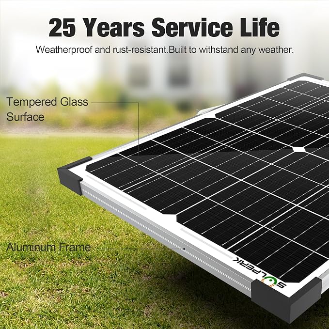 SOLPERK 25W 12V Solar Battery Charger, Waterpoof Solar Panel Kit - Image 2