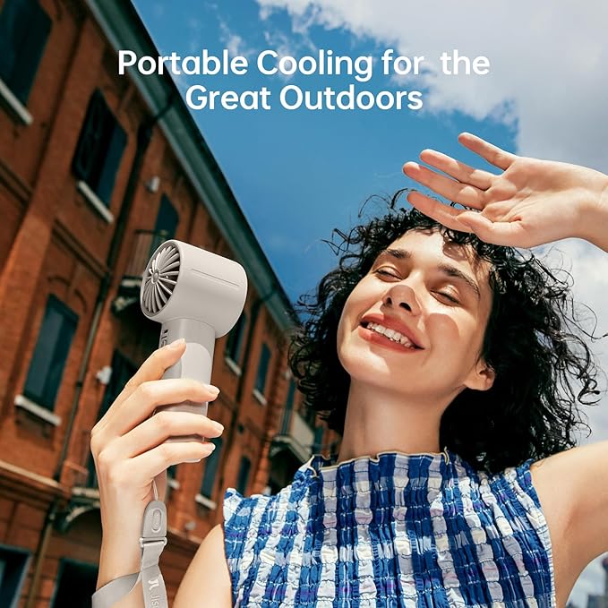 JISULIFE Handheld Turbo Fan, 5000mAh Rechargeable Portable Fan, 5-Speed - Image 8