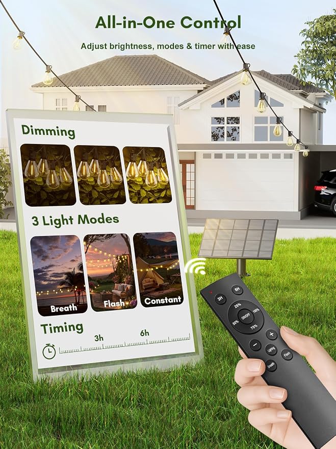 50FT Solar String Lights Outdoor Waterproof, 18+1 LED Solar Powered Lights - Image 3