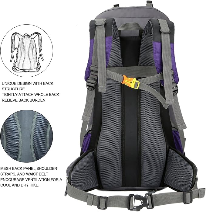 Bseash 60L Waterproof Hiking Camping Backpack - Image 6
