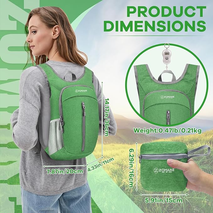 ZOMAKE 10L Ultra Lightweight Packable Backpack, Small Daypack Light Foldable - Image 2