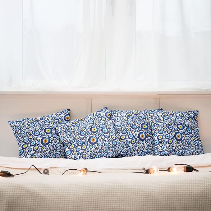 Ambesonne Evil Eye Throw Pillow Cushion Case Pack of 4, Traditional Turkish - Image 6