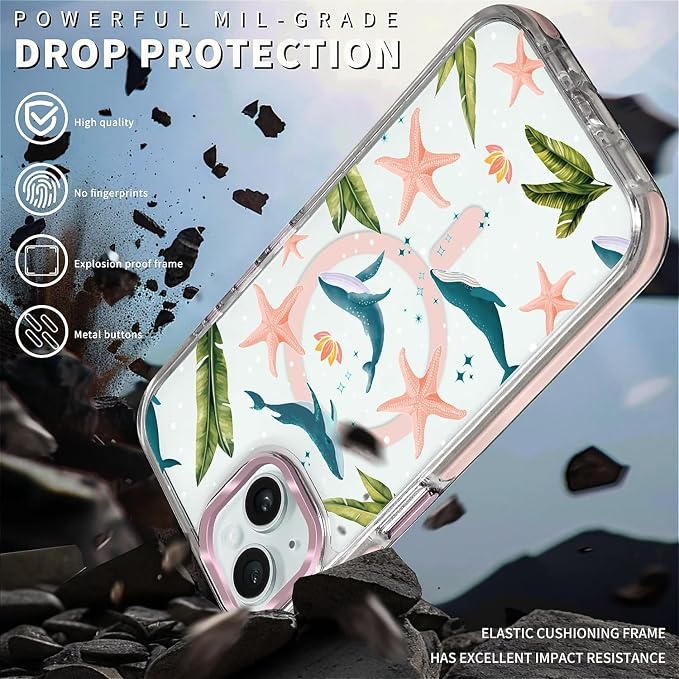 Case for iPhone 14 Plus/15 Plus, Sealife Whale Ocean Wildlife Clear Phone Case - Image 5