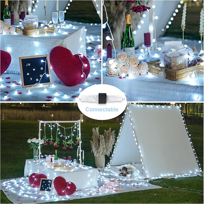 JMEXSUSS 100 LED White String Lights Indoor, Connectable Globe String Lights - Image 4