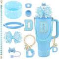 9PCS Blue for Stanley Cup Accessories Set Bling Initials Bow Charms for Stanley by Unknown