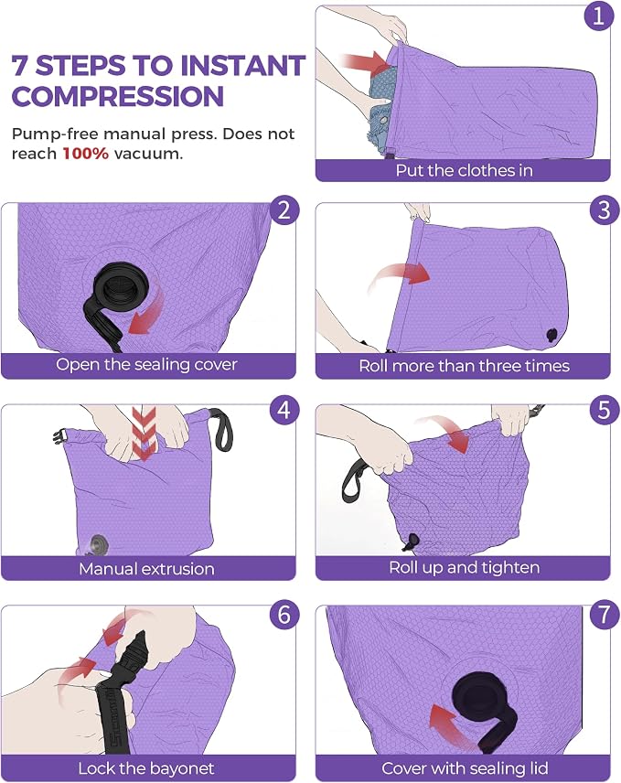 Travel Laundry Bag, Pump Free Vacuum Storage Bag Reusable Compression Dirty - Image 4