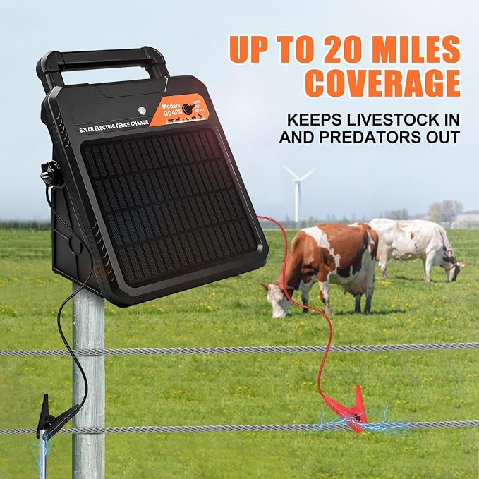 20 Miles Solar Electric Fence Charger – 0.4J Output, 10200V Peak, 24/7 - Image 8